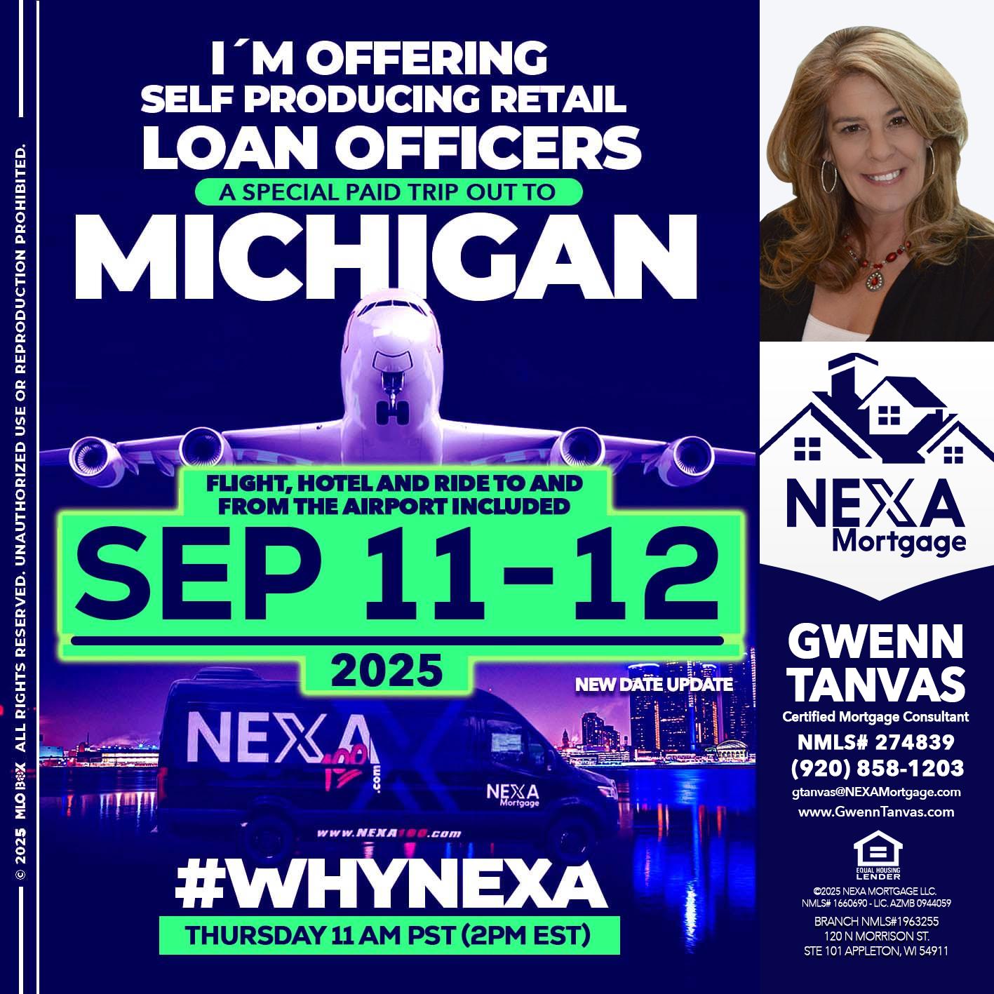 michigan sep 11-12 - Gwenn Tanvas -Certified Mortgage Consultant