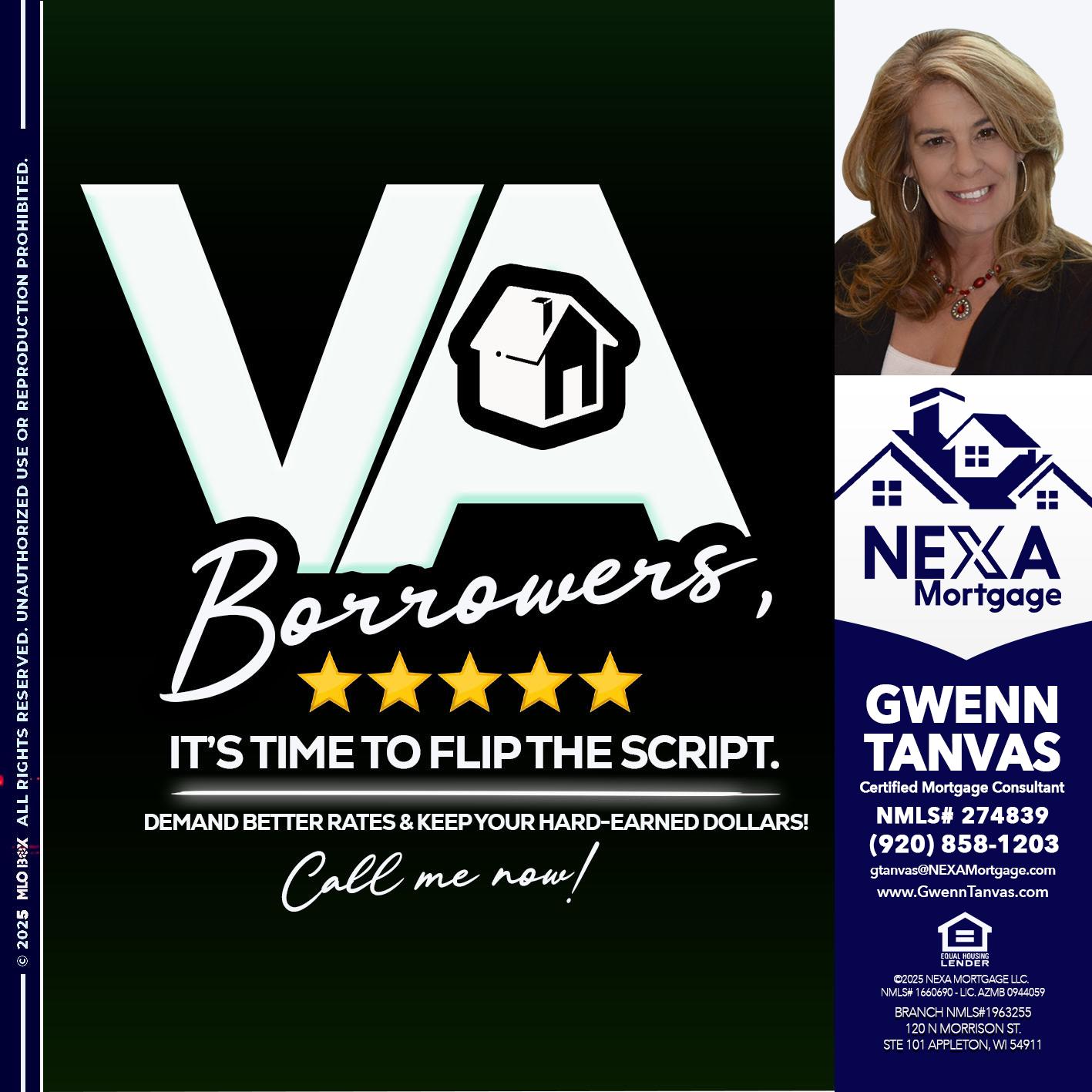 VA BORROWERS - Gwenn Tanvas -Certified Mortgage Consultant