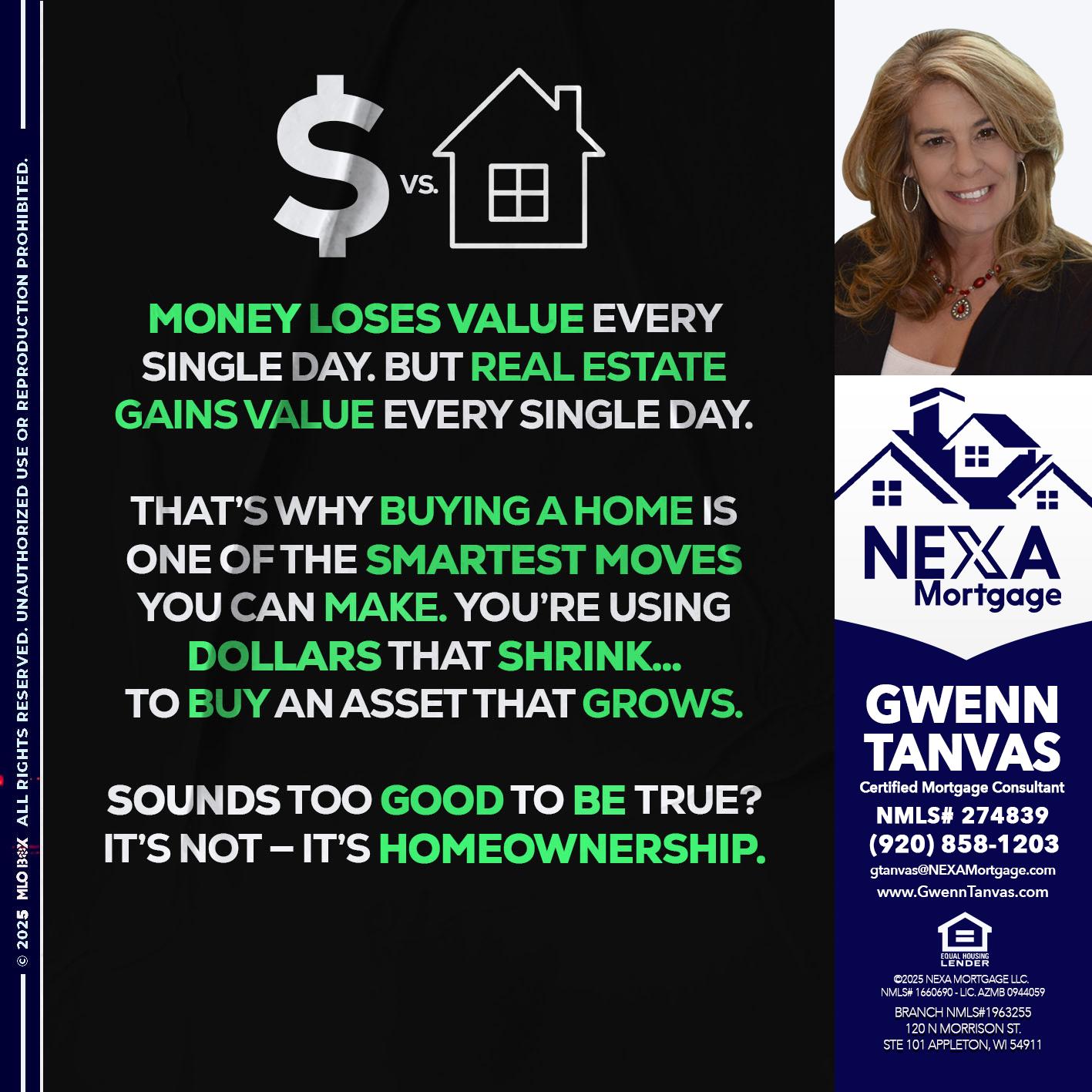 MONEY LOSES VALUE - Gwenn Tanvas -Certified Mortgage Consultant