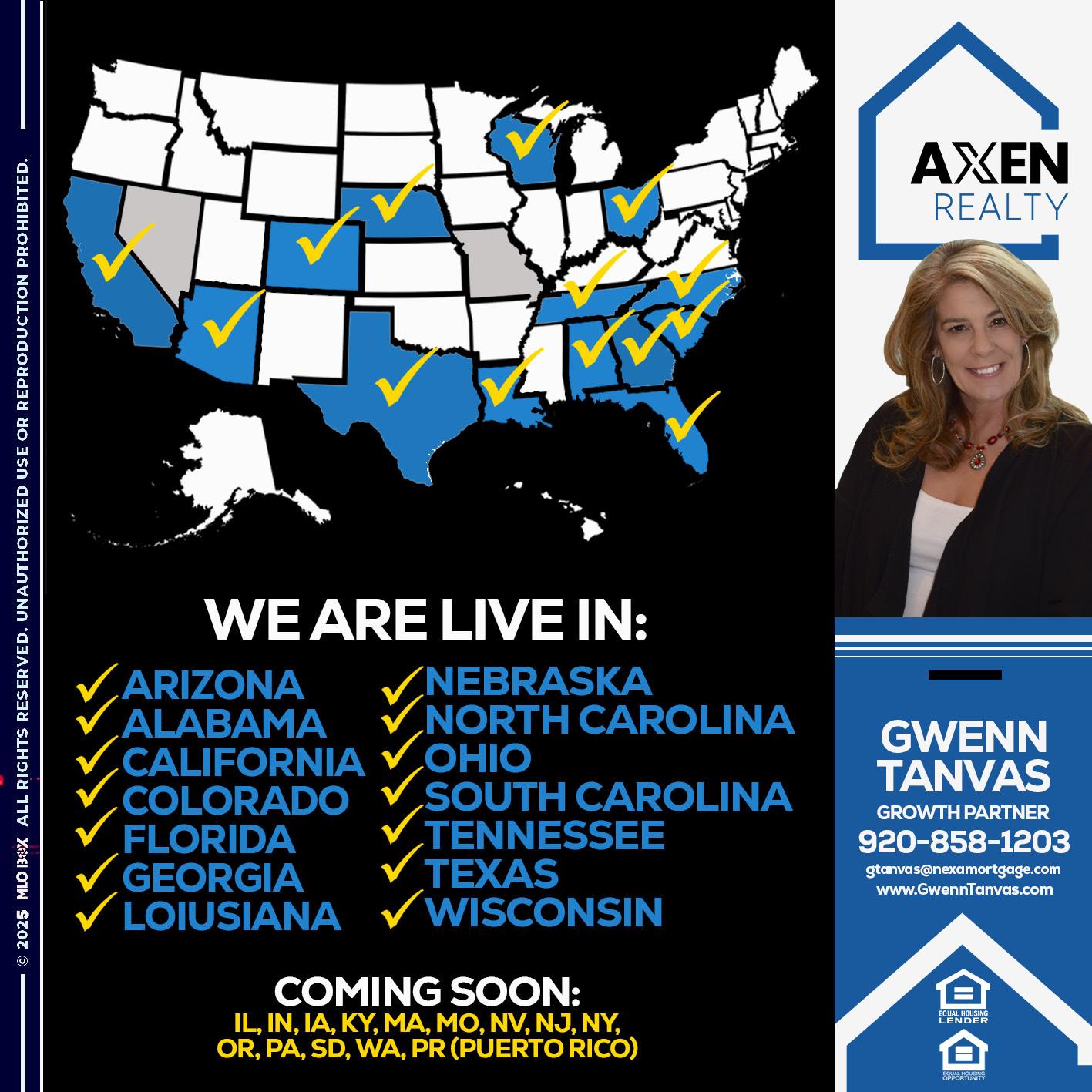 we are live in NEBRASKA - Gwenn Tanvas -Certified Mortgage Consultant