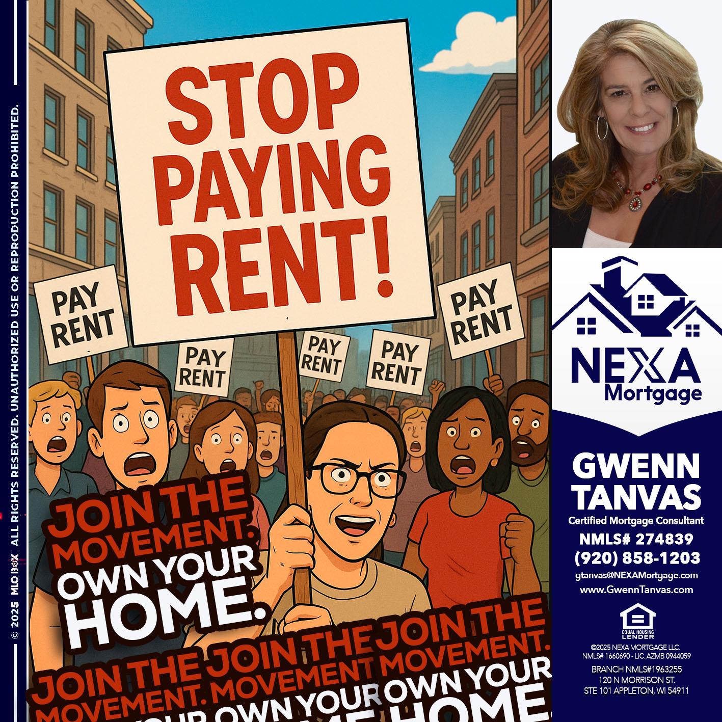 stop paying rent - Gwenn Tanvas -Certified Mortgage Consultant