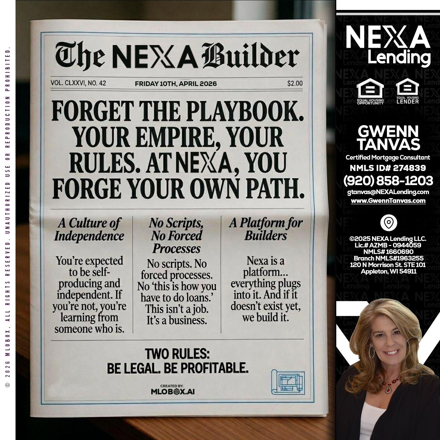 THE NEXA BUILDER - Gwenn Tanvas -Certified Mortgage Consultant