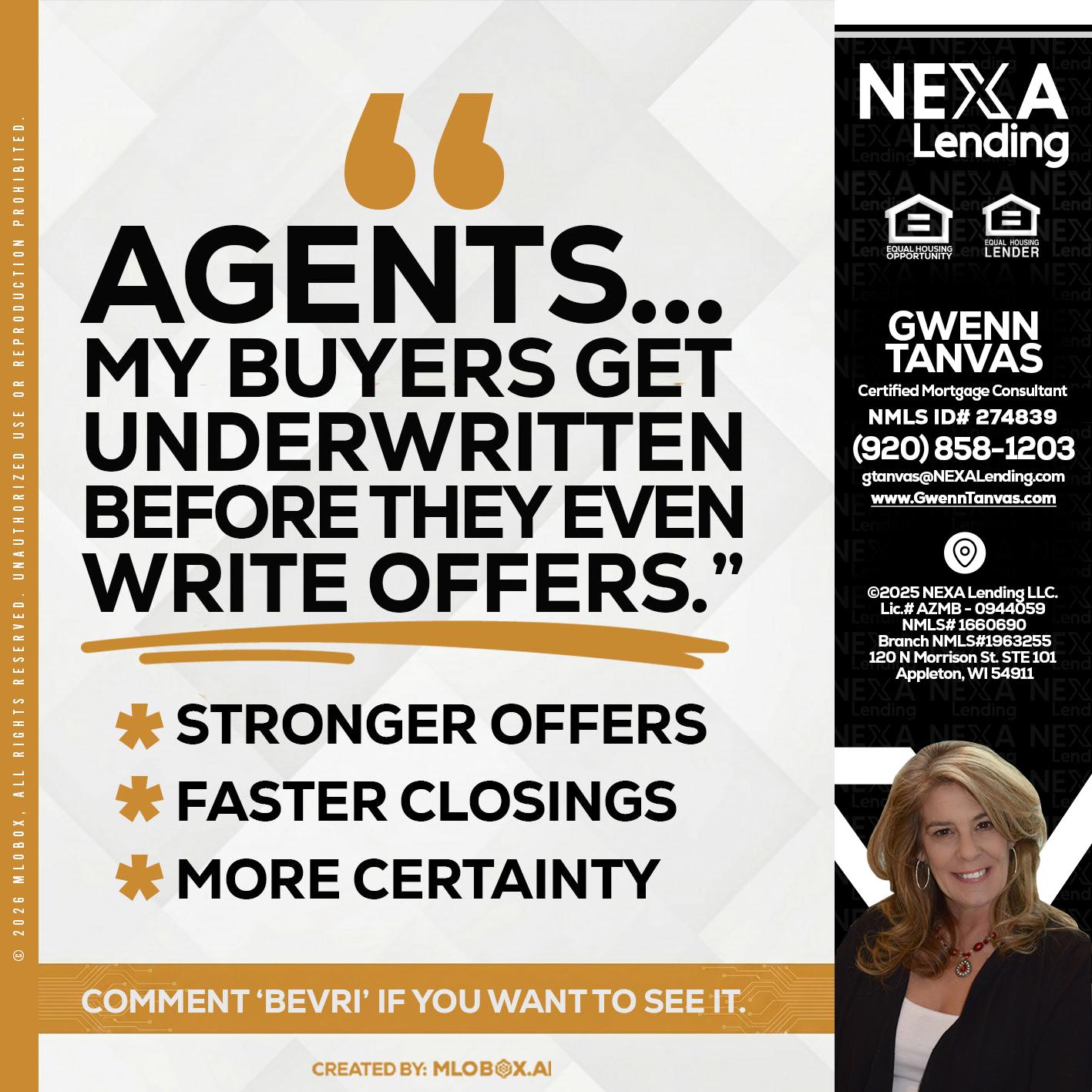 agents - Gwenn Tanvas -Certified Mortgage Consultant