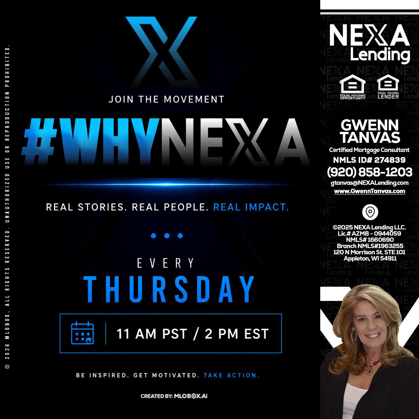 why NEXA - Gwenn Tanvas -Certified Mortgage Consultant