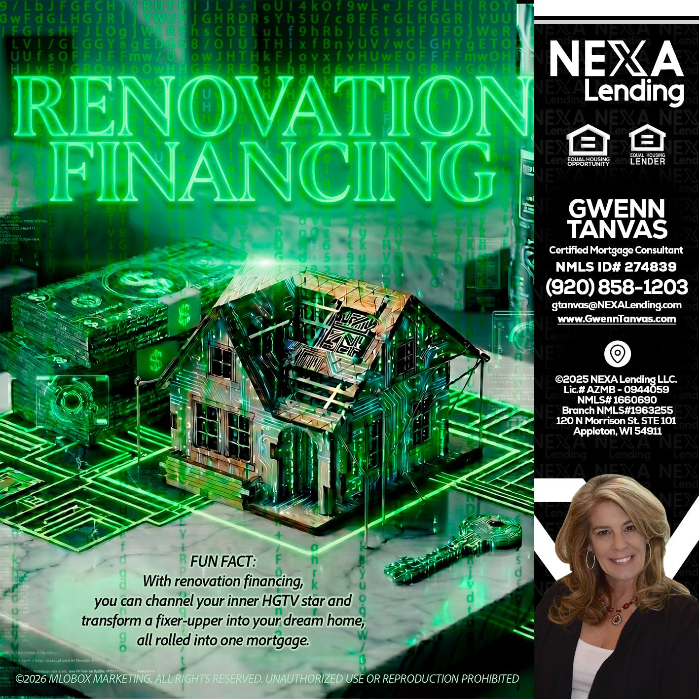 RENOVATION FINANCING - Gwenn Tanvas -Certified Mortgage Consultant