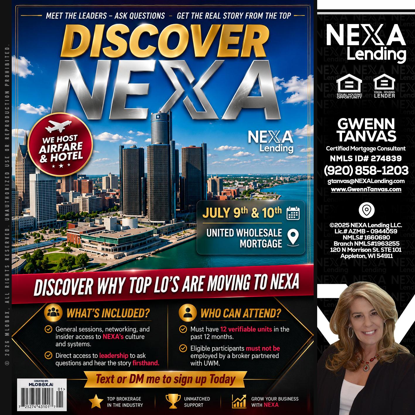 DISCOVER NEXA - Gwenn Tanvas -Certified Mortgage Consultant