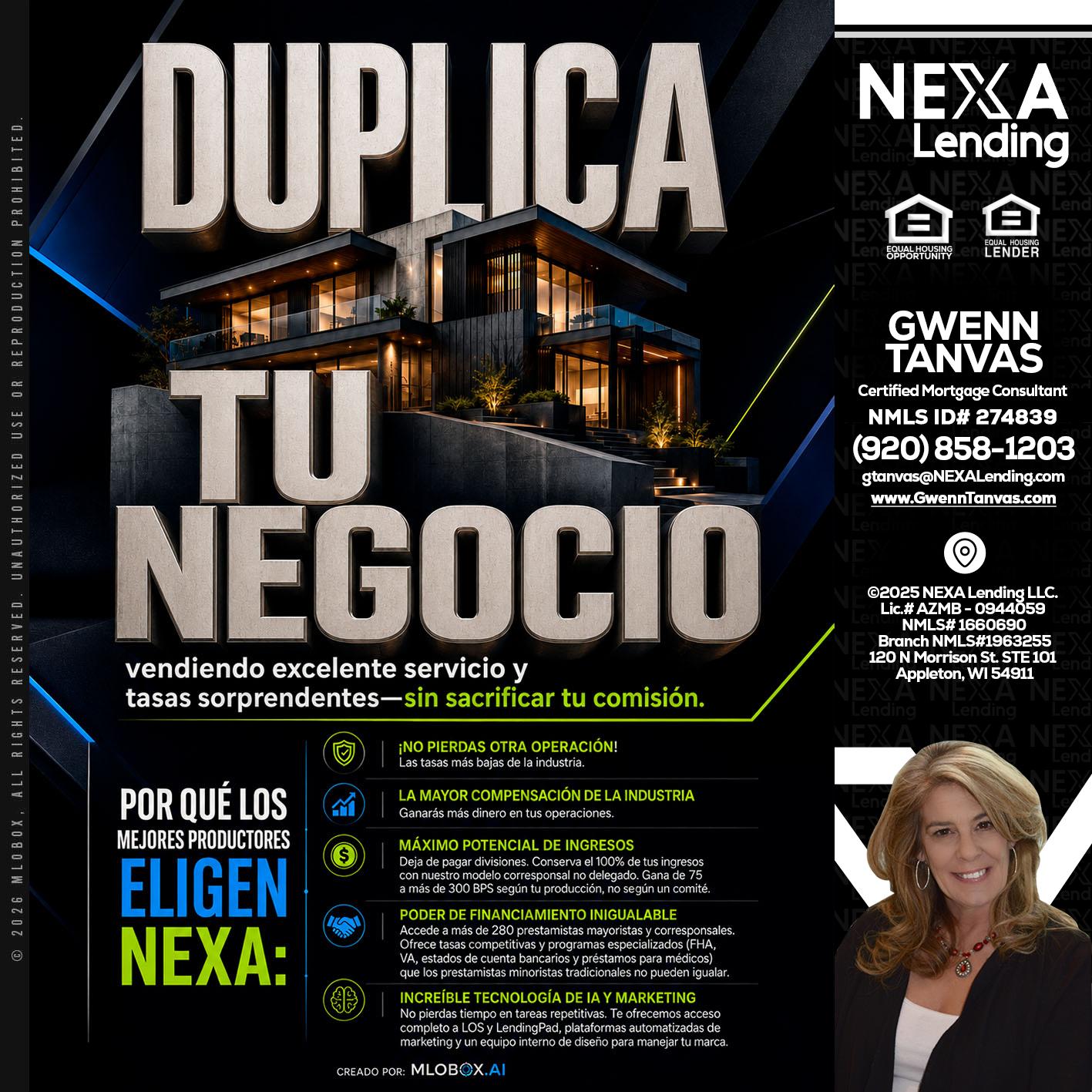 DUPLICA TU NEGOCIO - Gwenn Tanvas -Certified Mortgage Consultant