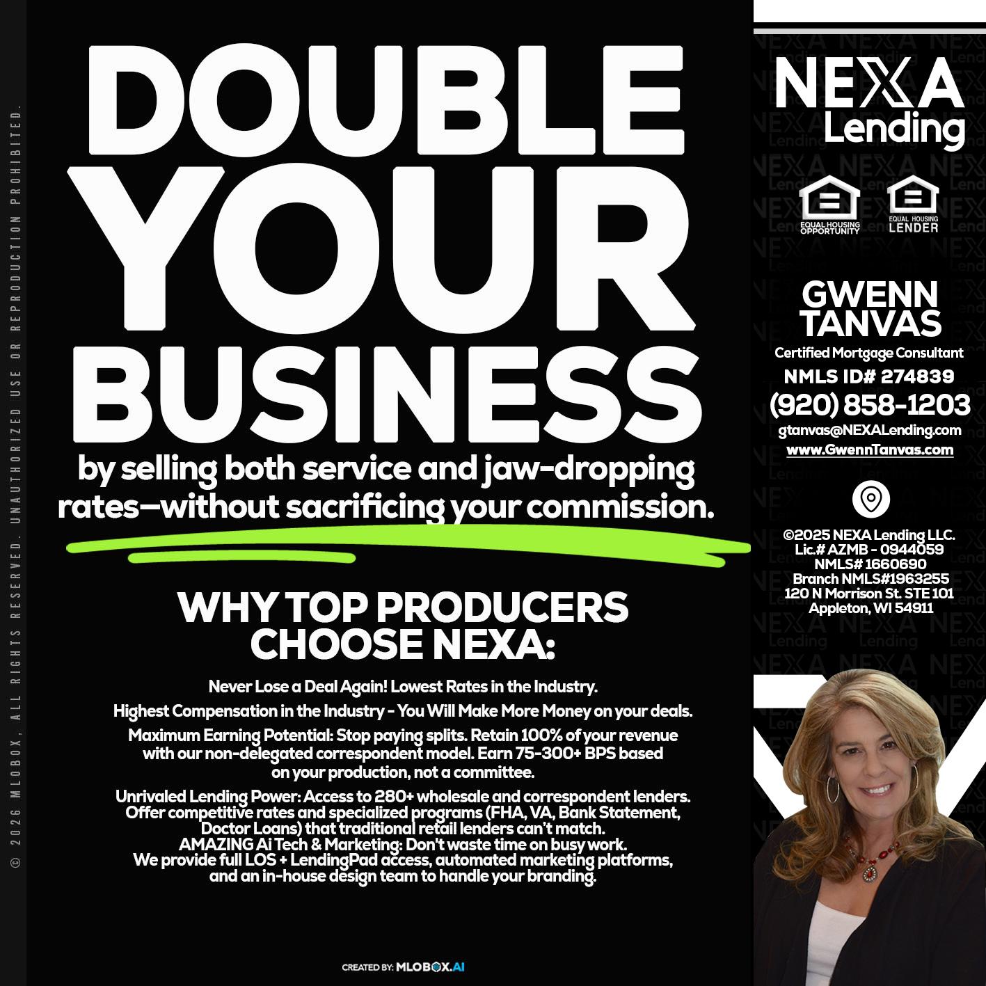 DOUBLE YOUR BUSINESS - Gwenn Tanvas -Certified Mortgage Consultant