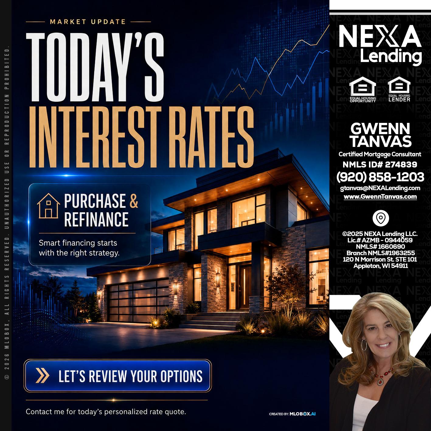 TODAYS RATES - Gwenn Tanvas -Certified Mortgage Consultant