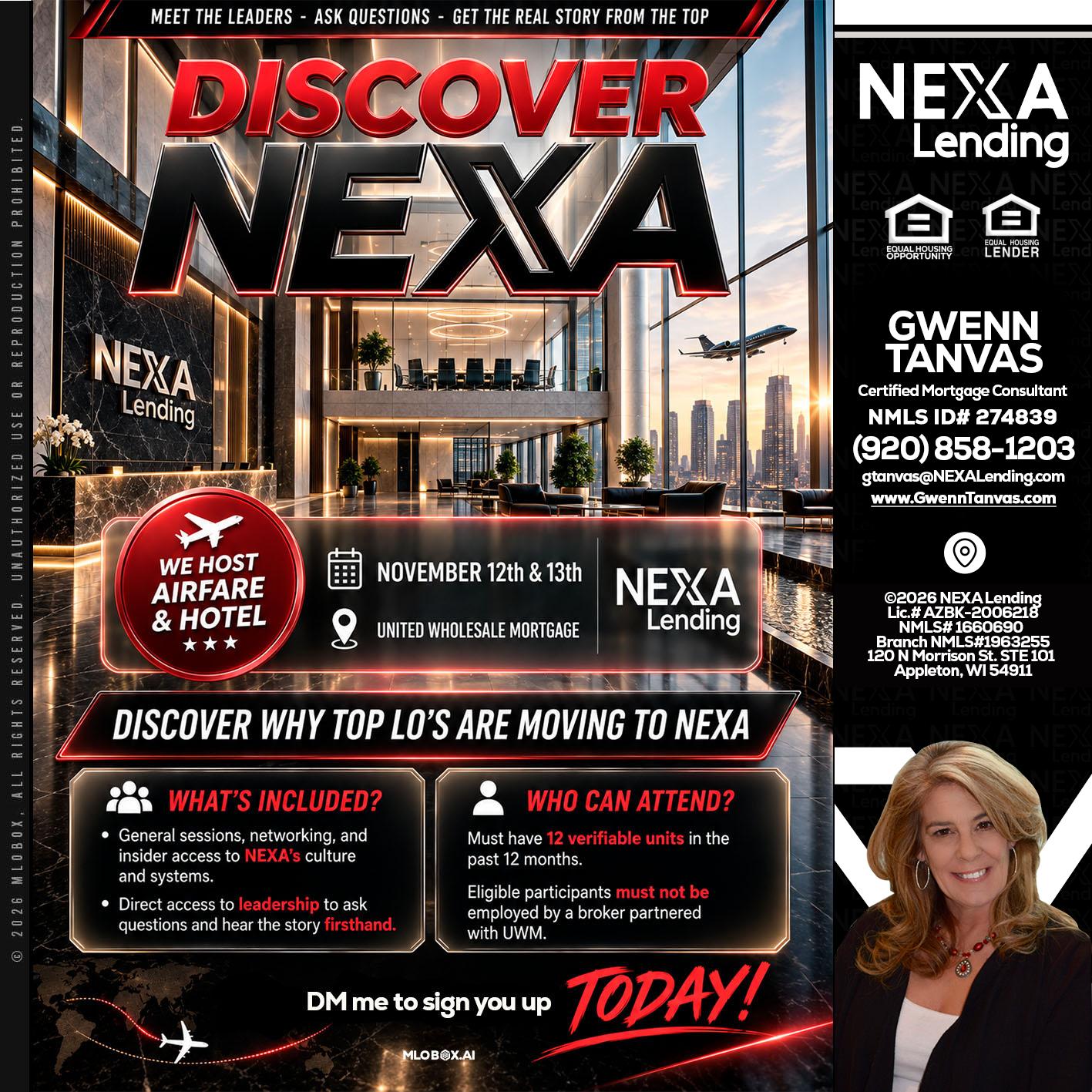 DISCOVER NEXA - Gwenn Tanvas -Certified Mortgage Consultant