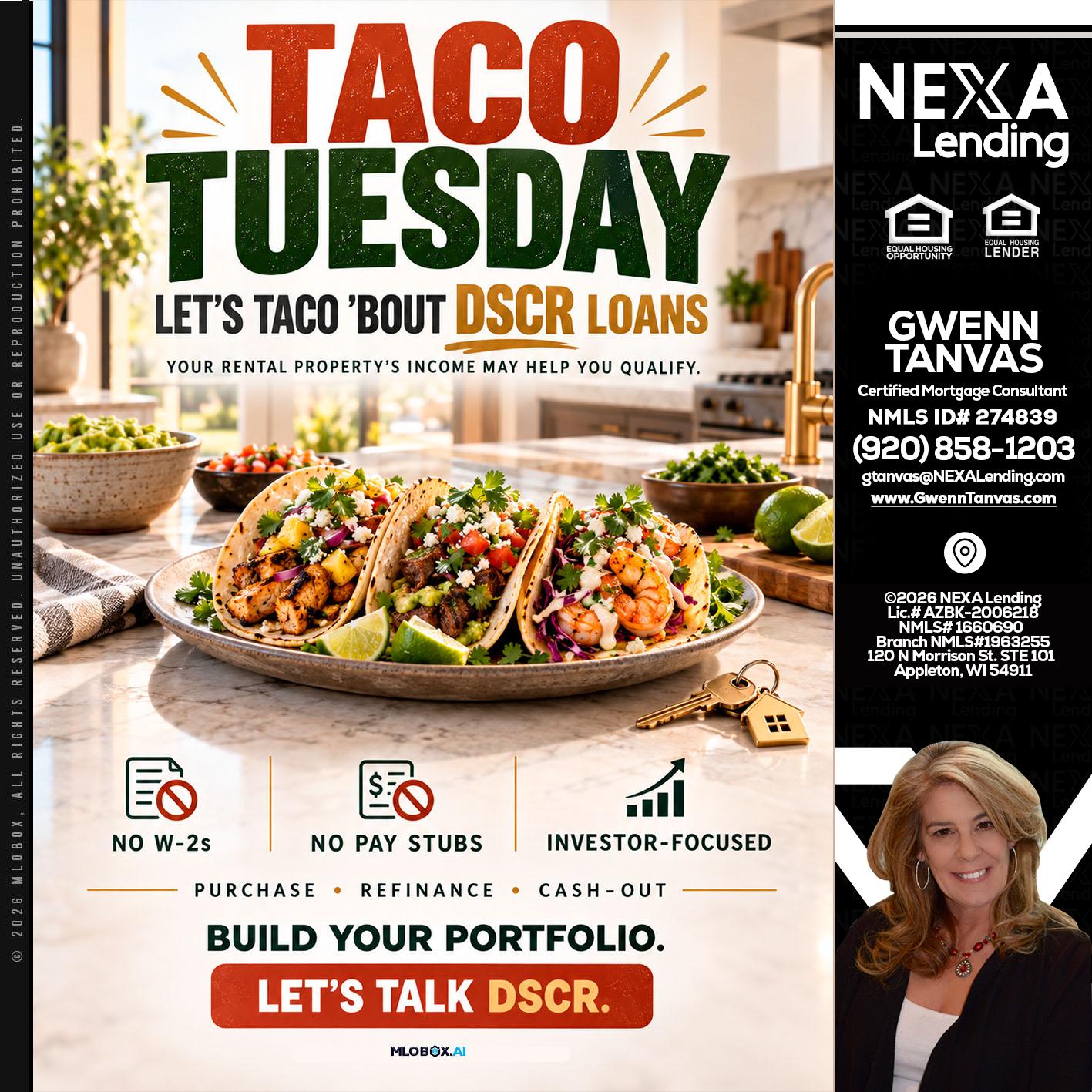 TACO TUESDAY - Gwenn Tanvas -Certified Mortgage Consultant