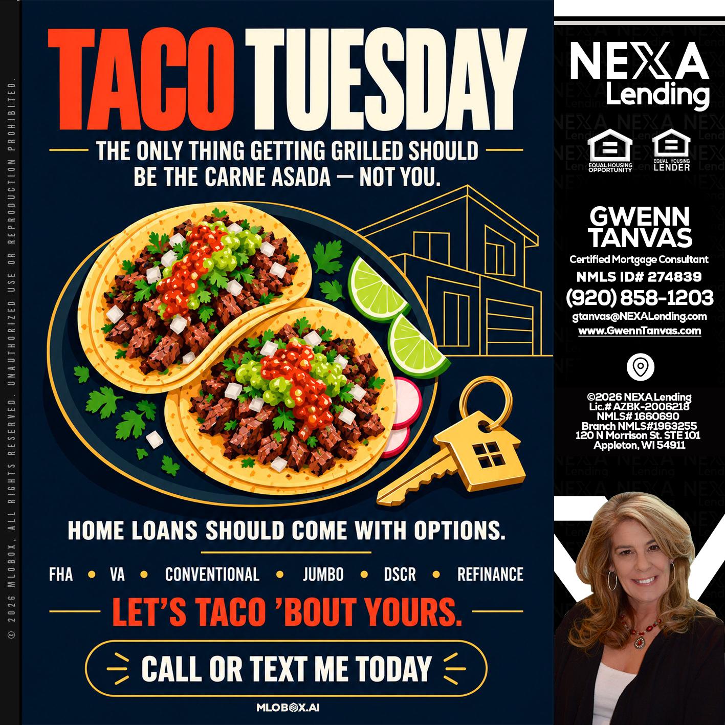 TACOS TUESDAY - Gwenn Tanvas -Certified Mortgage Consultant